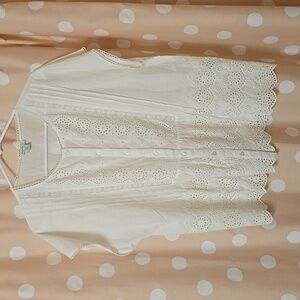 Sundance Eyelet Cotton Top Sz M Oversized